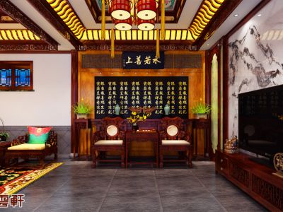 阳光城京悦府中式风格420平米别墅装修案例