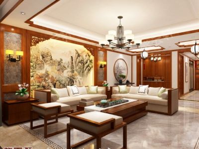 香江别墅II中式风格300平米别墅装修案例