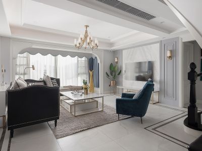 绿地城复式楼美式风格180平米装修案例