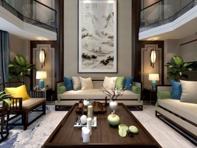 金土地新中式风格300平米装修案例