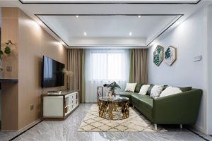 [青岛无限空间装饰]70㎡现代风格装修，客厅装修很有质感！