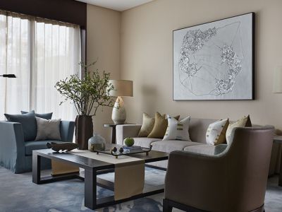 凯德世纪锦城135平三居室新中式风格装修案例