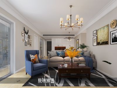 宝业城市绿苑116平米美式田园三居室装修案例