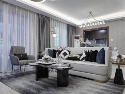 东胜时间山小区现代风格111平米装修案例