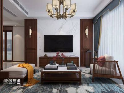 文一豪门金地129平米新中式三室两厅装修案例