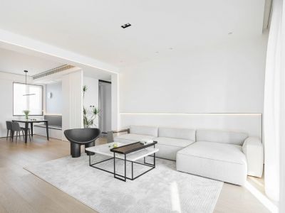 杭海盛都简约风三居室131平米装修效果图案例