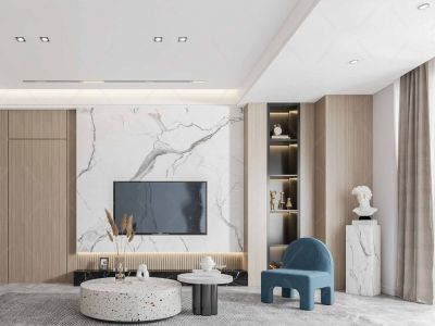 名流印象五期137平米现代轻奢三居室装修案例