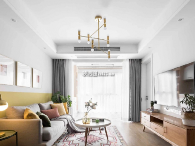 蓝光花满庭91平二居室现代简约风格装修案例