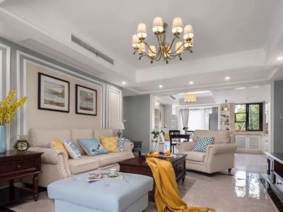 珠江花园112平美式风格三居室装修案例