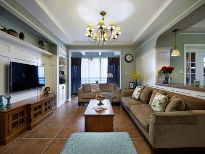 洋浦星温馨美式风格122平装修案例