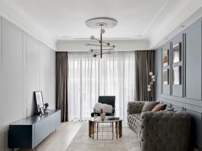 滨海首府轻奢风二居室102平米设计效果图案例