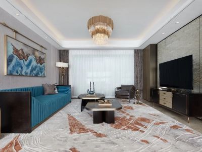 三迪雅筑枫丹新中式风四居室150平米装修图案例