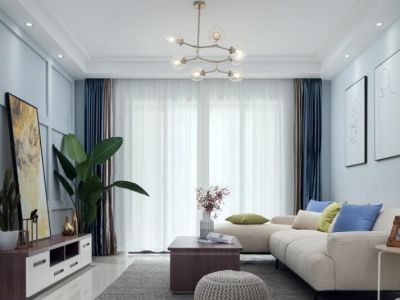 世茂远洋·东江湾悦境简约风108平米三居室装修案例