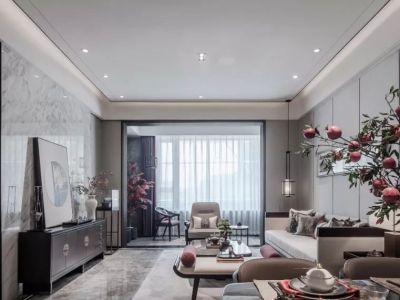 东渡国际青年城113平三居室新中式风格装修案例