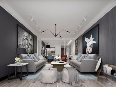 远洋荣域132平四居室现代风格装修案例