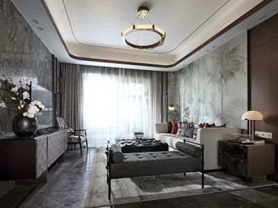 东尚小区132平现代风格三居室装修案例