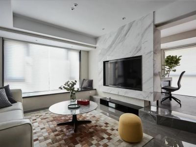 恒大天璟现代风三居室108平米装修效果图案例