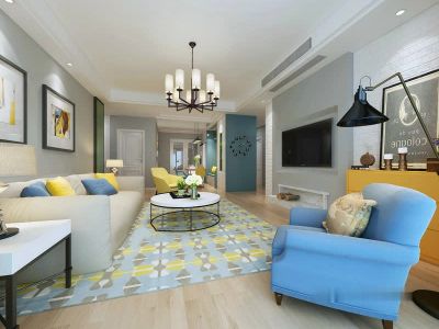 润和湘江天地93平美式风格二居室装修案例