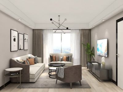 澳海澜庭·谷山府92平现代风格三居室装修案例