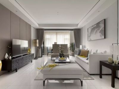 保利大都汇98平中式风格二居室装修案例