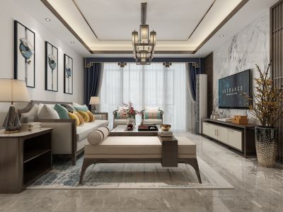 中建悦和城128平中式风格三居室装修案例