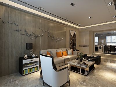 现代风格92平米三室两厅装修案例