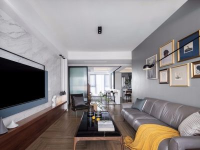 当代艺术(三期)120平三居室混搭风格装修案例