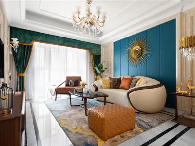 大连港天下粮仓100平二居室轻奢风格装修案例