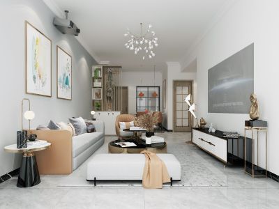 星海大观80㎡三居室现代风格装修案例