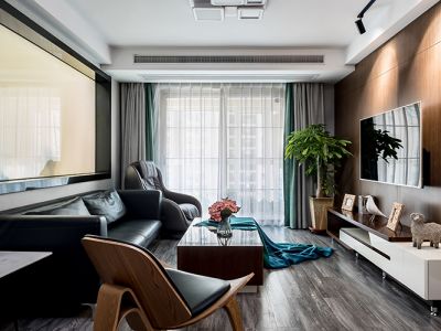 润和湘江天地93平现代风格二居室装修案例