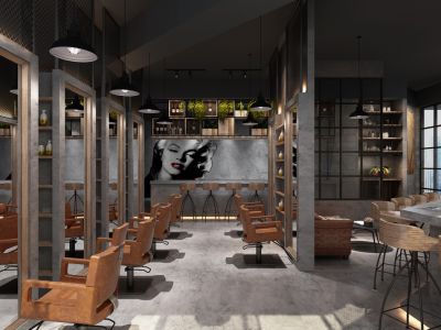 广州理发店时尚简约风130平米装修案例