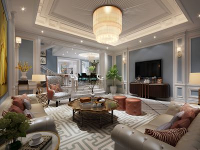 兰溪上苑时尚轻奢风249平米别墅装修案例