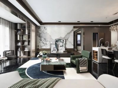 荣盛坤湖郦舍130平米新中式风三居室装修案例