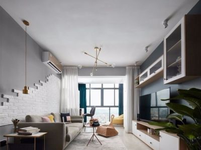 万豪滨江公馆北欧风二居室97平米装修效果图案例