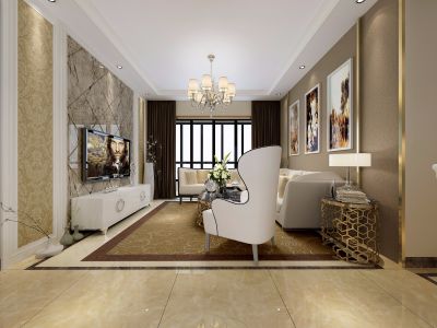 恒大绿洲西区105㎡三居室美式风格装修案例