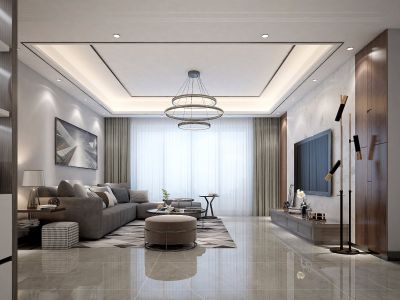 昌盛双喜城133平三居室现代风格装修案例