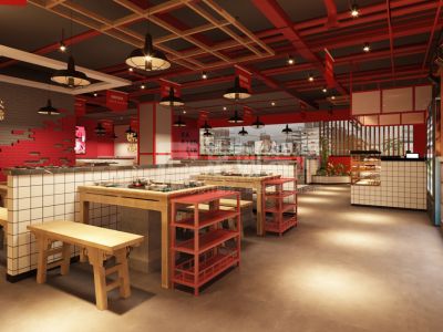 郑州火锅店388平米中式风格装修案例