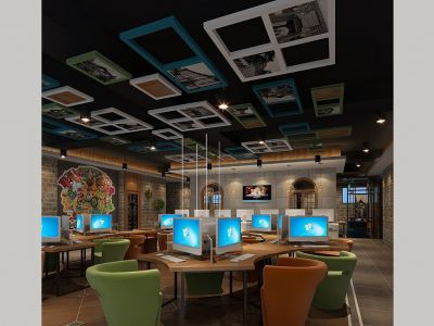 郑州网吧绚丽风格548平米装修案例