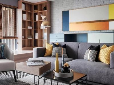 凤翔揽邑现代风二居室103平米装修效果图案例