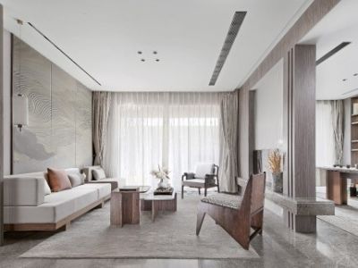 天鹅港华庭新中式风格203平米装修案例