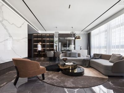 嘉园蓝湖九郡129平现代风格三居室装修案例