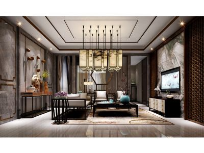 世贸石湖湾新中式风格600平米装修案例