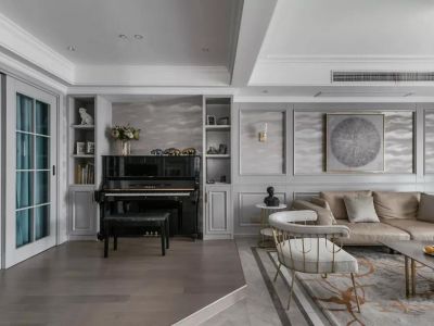 鸿通·翡翠城·紫曦府轻奢风126平米二居室装修效果图案例