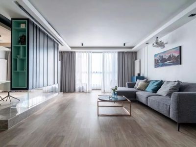 安泰黄金江岸极简风格四居室150平米设计效果图案例