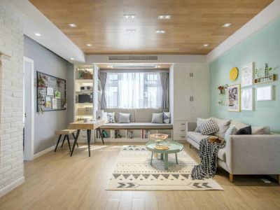 龙湾情怀95㎡两居室北欧风格装修案例