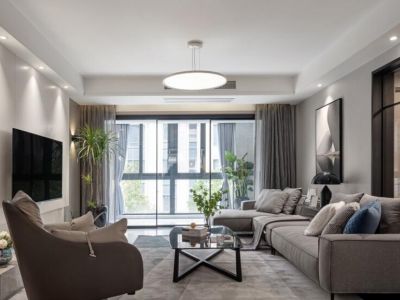 蓝光里现代风三居室143平米设计效果图案例