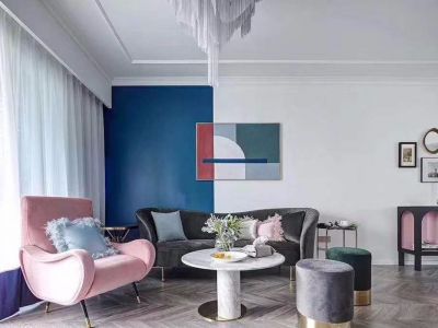 建发双玺书香里混搭风三居室117平米设计效果图案例