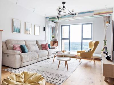 中海观澜府北欧风三居室98平米装修效果图案例