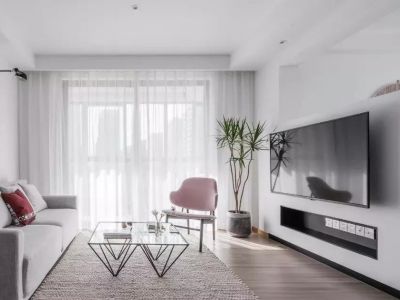 颐和工社简约风三居室106平米设计效果图案例