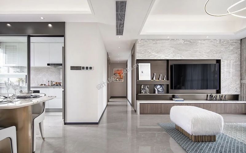 现代风格130平米客厅餐厅家装效果图